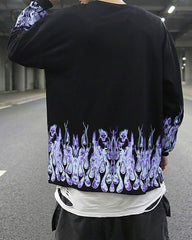 Black Scull & Flames Long-Sleeve Tee