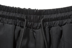 Black Side Zip & Snap Nylon Shorts