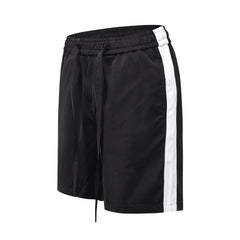 Black & White Drawstring Tape Side Stripe Shorts