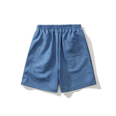 Blue Micro-Suede Side Rivet & Zip Shorts