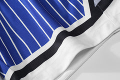 Blue Striped & Embroidered Basketball Shorts