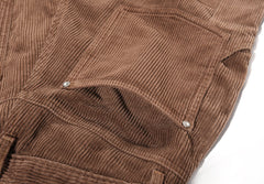 Brown Drop Crotch Wide Leg Corduroy Pants