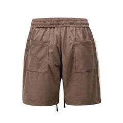 Brown Micro-Suede Side Stripe Shorts