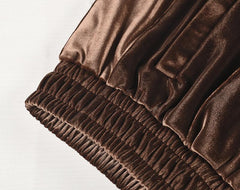 Brown Side Stripe & Zip Velour Track Pants