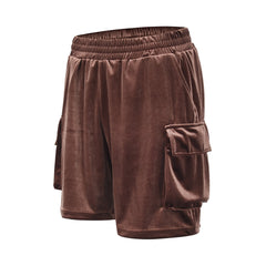Brown Velour Cargo Shorts