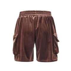 Brown Velour Cargo Shorts