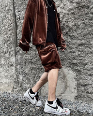 Brown Velour Cargo Shorts