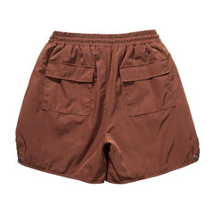 Burnt Orange Side Zip & Snap Nylon Shorts