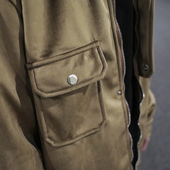 Camel Micro-Suede Snap & Zip Jacket