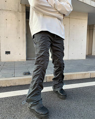 Dark Grey Adjustable Ruched Flare Leg Pants