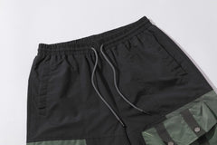 Dark Grey Front & Side Snap Nylon Shorts