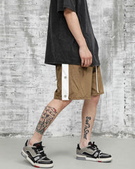 Gold Micro-Suede Tear-Away Side Stripe Basketball Shorts