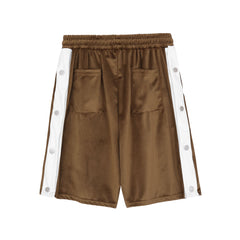 Gold Micro-Suede Tear-Away Side Stripe Basketball Shorts