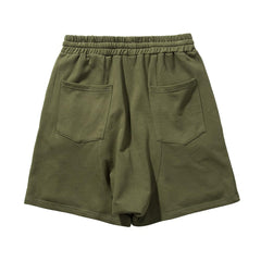 Green Drop Crotch Dual Zip & Snap Multi-Pocket Shorts