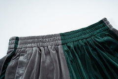 Green & Grey Velour Shorts
