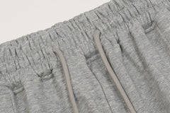 Grey Drawstring Front Flap Cargo Pocket Knit Shorts