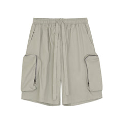 Grey Drawstring Tape & Size Zip Pocket Shorts