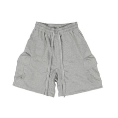 Grey Flap Side Cargo Pocket Knit Shorts