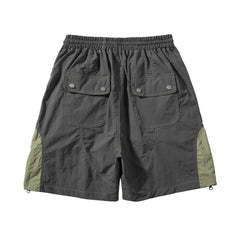 Grey & Green Side Zip Shorts