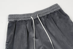 Grey Micro-Suede Tear-Away Side Stripe Basketball Shorts