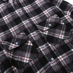Grey & Red Cargo Flannel Button-Up Shirt