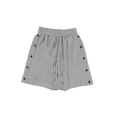 Grey Side Snap Tear-Away Knit Shorts