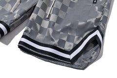 Grey Zip Pocket Checkered Nylon Shorts