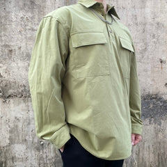 Green Military Canvas Pullover Shirt