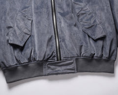 Grey Velour Zip & Snap Jacket