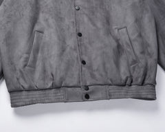 Grey Suede Snap Work Jacket