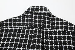 Black Checkerboard Curved Hem Overshirt