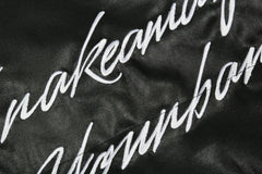 Black JDM Embroidered Leather Puffer Jacket