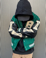 Green Bones Leather Varsity Jacket