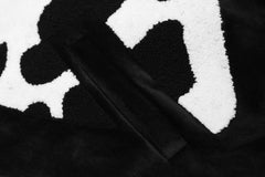 Black & White Animal Print Velour Zip Jacket