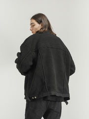 Black Sherpa Wool Work Jacket