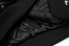 Black Snakeskin Leather Cross Patched Jacket