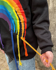 Black Bleeding Rainbow Thread Crew Sweatshirt