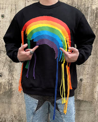 Black Bleeding Rainbow Thread Crew Sweatshirt
