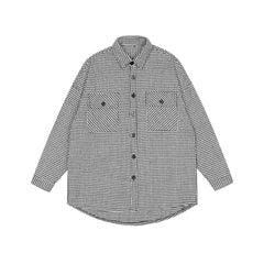 Black & White Flap Pocket Houndstooth Button-Up Shirt