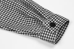 Black & White Flap Pocket Houndstooth Button-Up Shirt