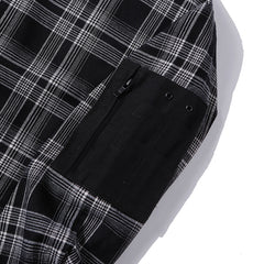 Black Side Zip Pocket Plaid Button-Up Shirt