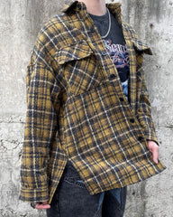 Yellow Plaid Raw Edge Overshirt