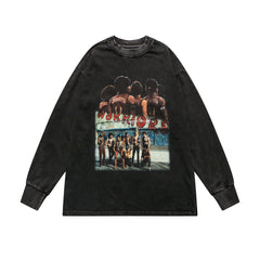 The Warriors Vintage Print Washed Long-Sleeve Tee