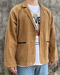 Khaki Snap Button Corduroy Jacket