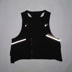 Black Reflective Tape Multi-Function Zip-Up Vest