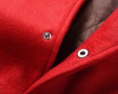 Red 4th Anniversary Burger Patch Leather Varsity Jacket