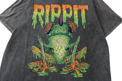 Rippit Acid Frog Vintage Wash Black Tee