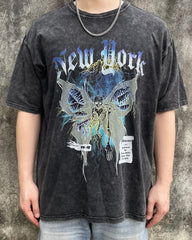 New York Butterfly Vintage Wash Black Tee