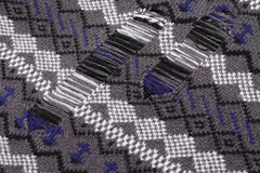 Grey Multi Pattern Stripe Distressed Raw Edge Sweatshirt