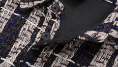 Black & Khaki Distorted Raw Edge Plaid Overshirt